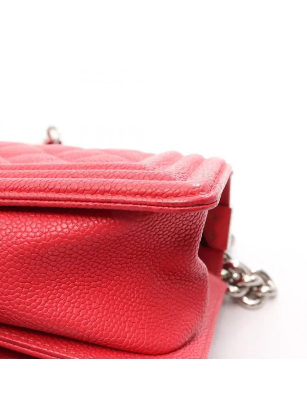 Chanel Shoulder Bag Boy Small Red Caviar Leather Chain
